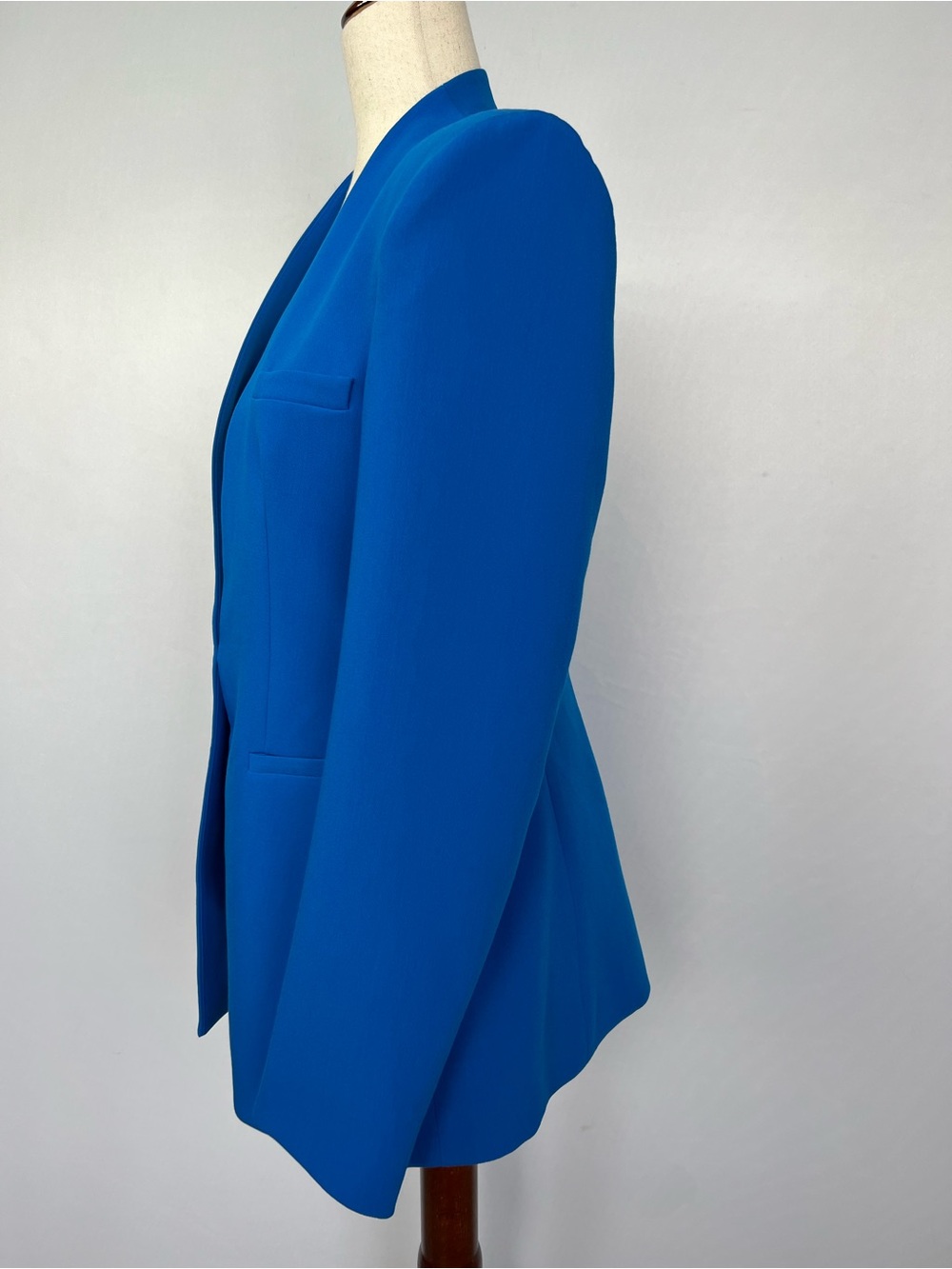 ZARA Electric Cobalt Royal Blue Collarless Blazer Tailored Open Front Jacket - Picture 4 of 13